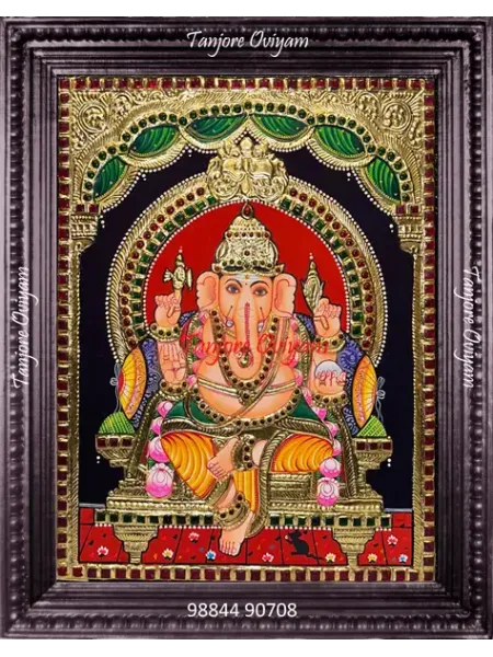 Lord Ganesha Handmade Tanjore painting